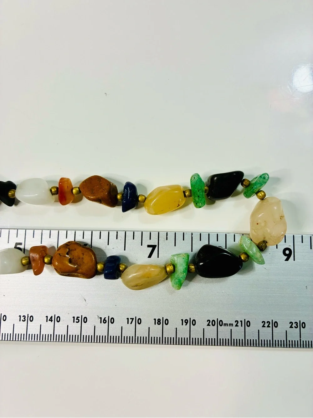 Multicolor Natural Stone Bead Necklace - Mixed Gem Accents VTG Hippie Cowgirl